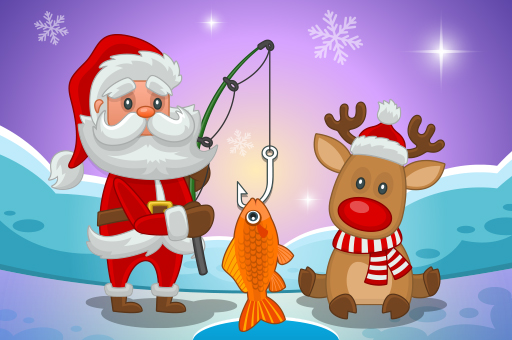 เกมส์ตกปลาใต้น้ำแข็งกับซานต้า